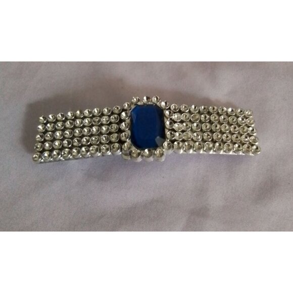 Vintage Rhinestone & Blue Gem Hair Clip - Picture 1 of 3